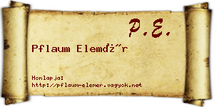 Pflaum Elemér névjegykártya